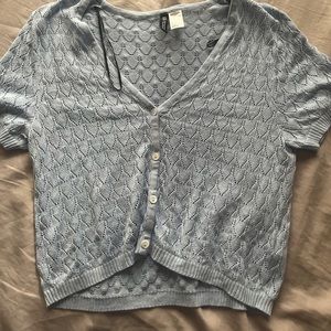Size medium blue shirt knitted see through